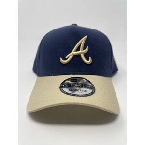New Era Atlanta Braves 9FORTY Moleskin A-Frame Adjustable Snapback Hat Navy Cap‎